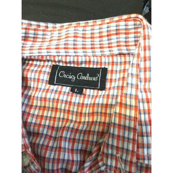 Craig Andrew. Vintage Western Shirt Snap Button‎ Rockabilly Western Plaid Large - Picture 2 of 3